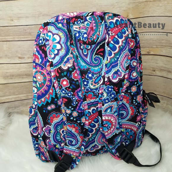 Vera Bradley Essential  Backpack Haymarket Paisley Blue Black Quilted Cotton New main image 6